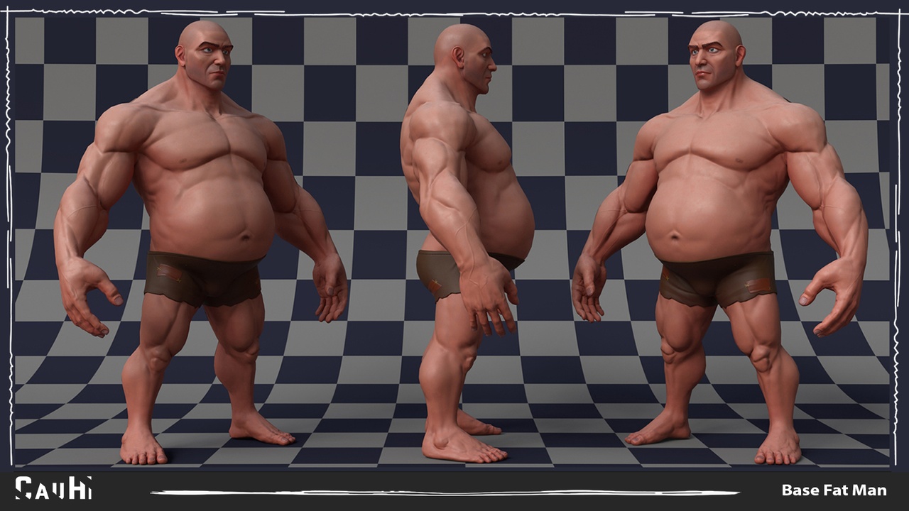 Medium 1 für Eintrag Stylized Fat Man Anatomy Game Low-poly