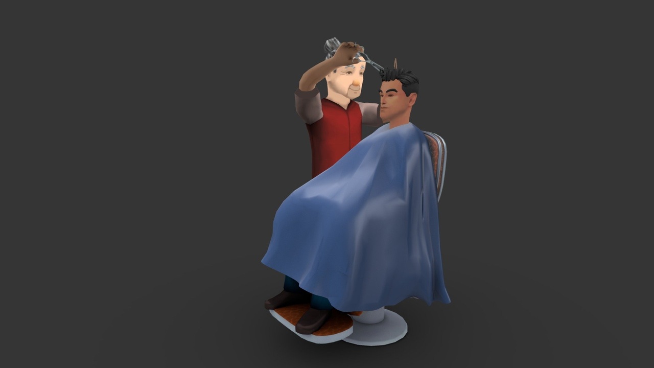 Media 1 for listing Character Stylist Hair Cut Scene Lowpoly rigged