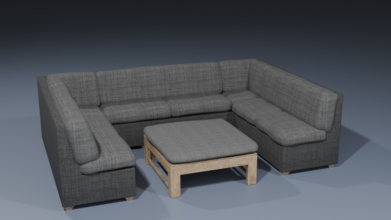 Media 1 for listing U-Sectional Sofa & Square Ottoman Set (Fabric Edition) - Urban Dusk Collection