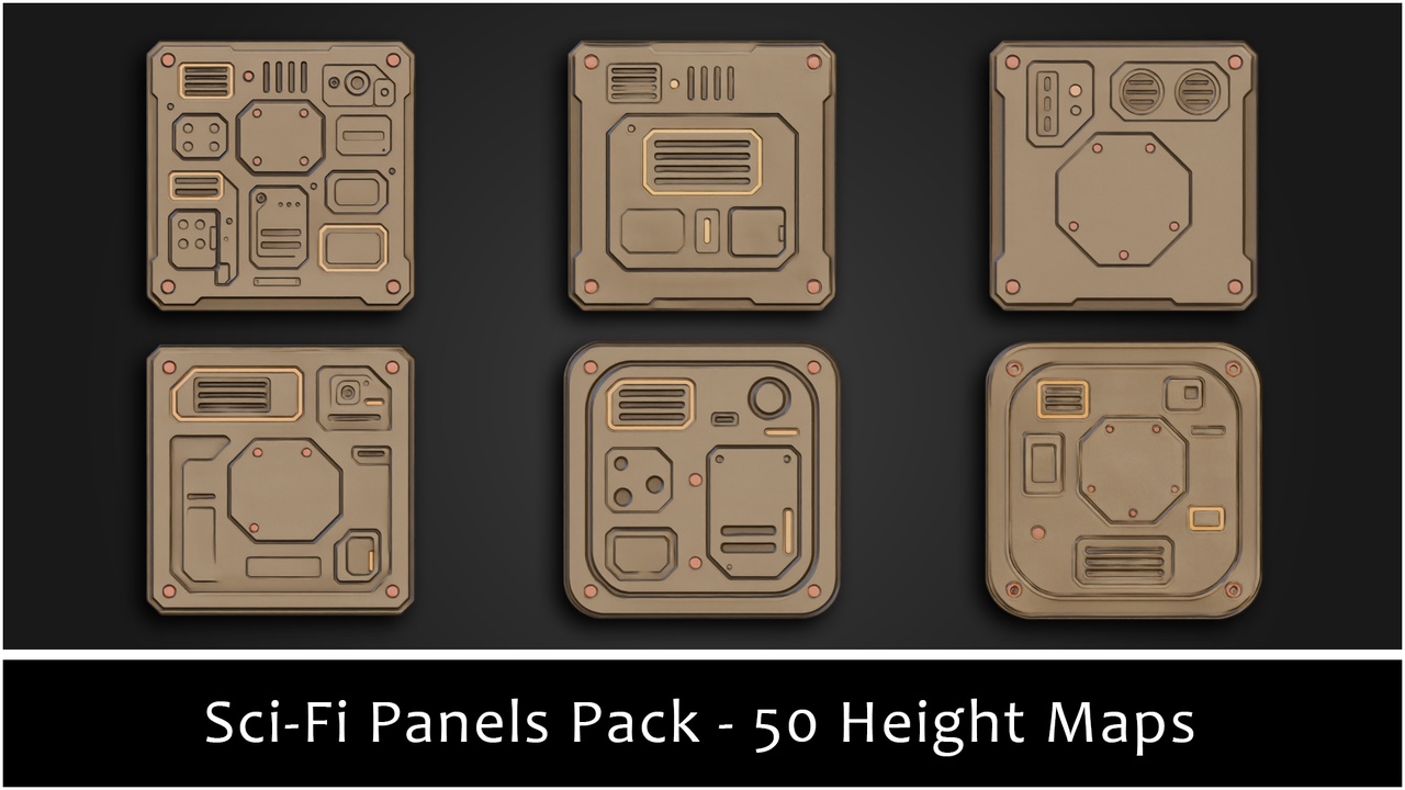 Media 1 for listing 3Dt Sci-Fi Decoration Pack – 50 Decals & Stencils For Blender, Substance Painter