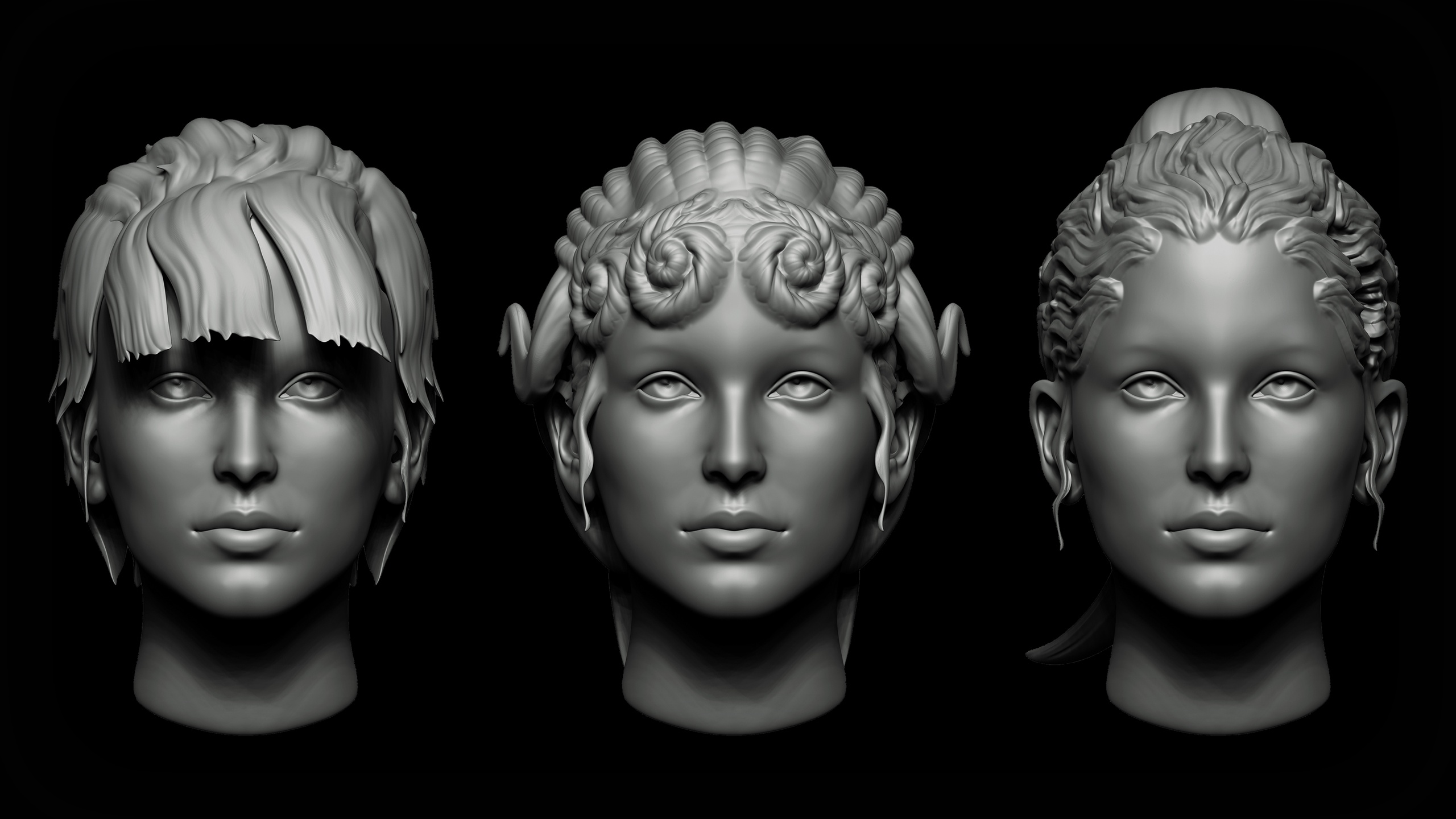 Média 1 pour l'article Zbrush + Blender - 20 Female Hair VDM Brush
