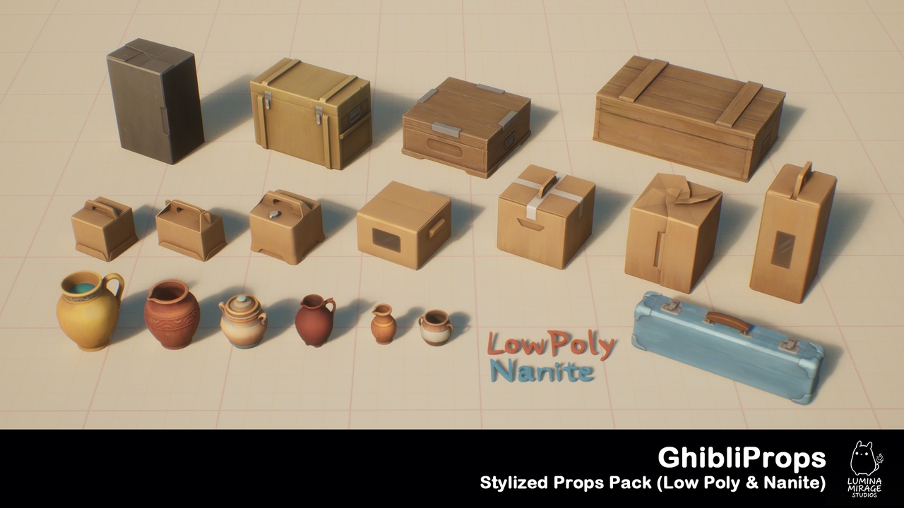 Media 1 for listing GhibliProps – Stylized Props Pack Set01  (Low Poly & Nanite)