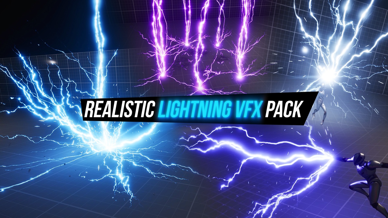 Media 1 for listing Realistic Lightning VFX pack - electric rays, AoE, projectiles, strikes and more