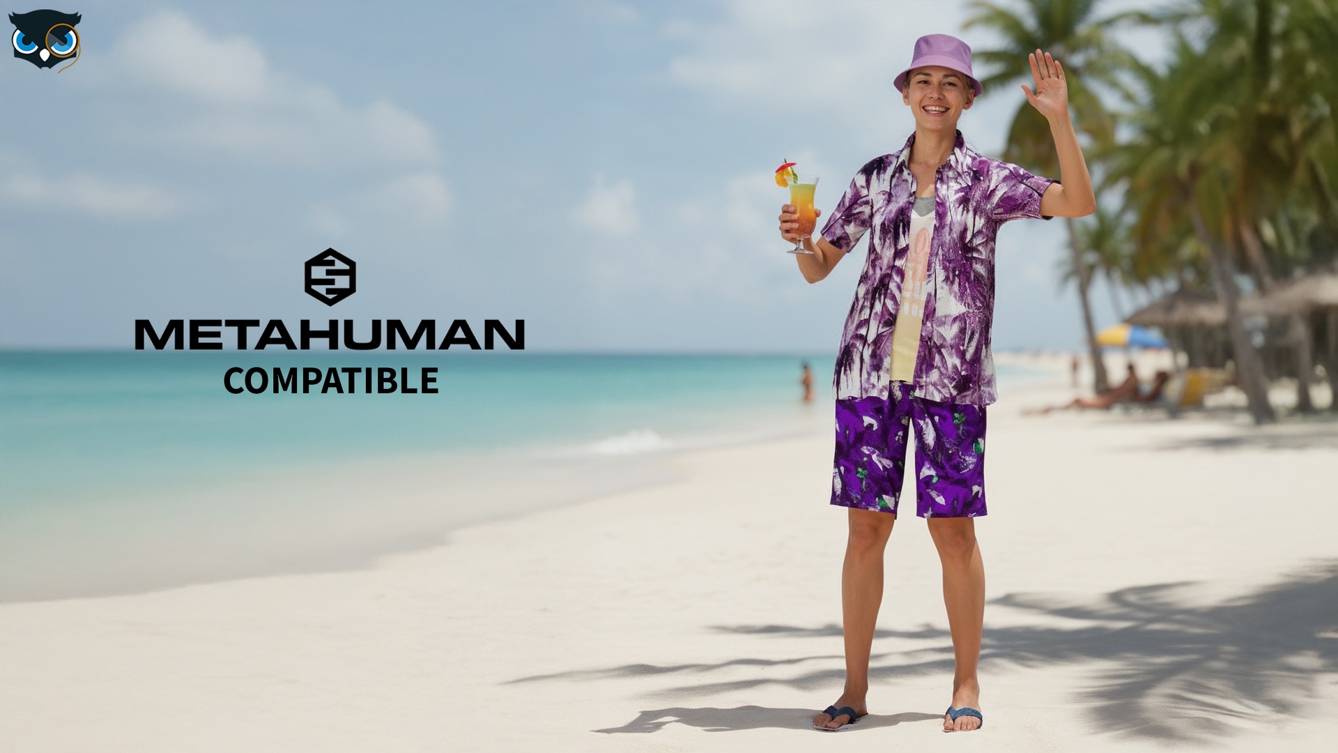 Media 1 for listing summer outfit Tropical Vacation Hawaiian Shirt, Shorts Bucket Hat