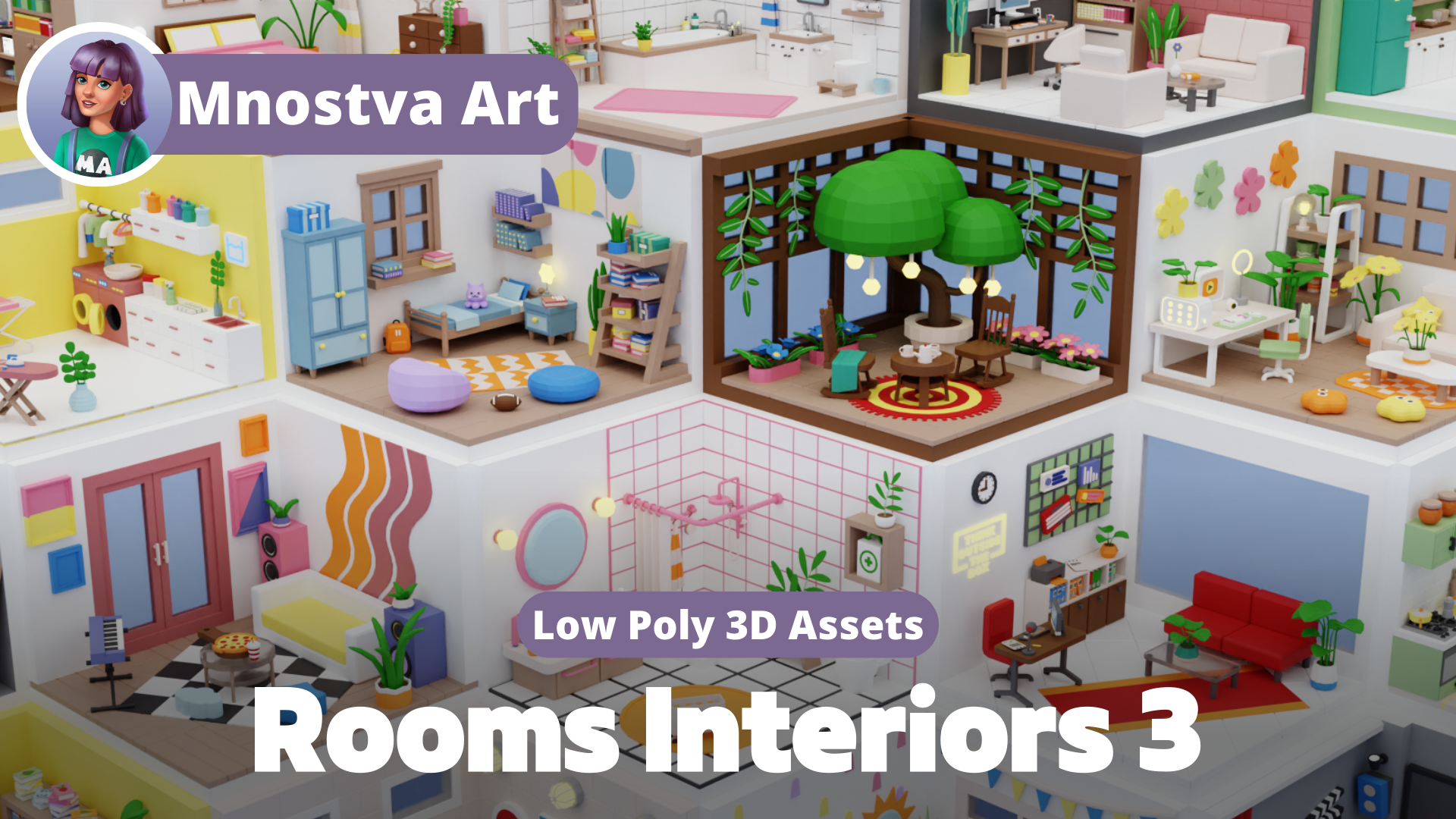 Low Poly Rooms Interiors 3 - Stylized Asset Pack | Fab