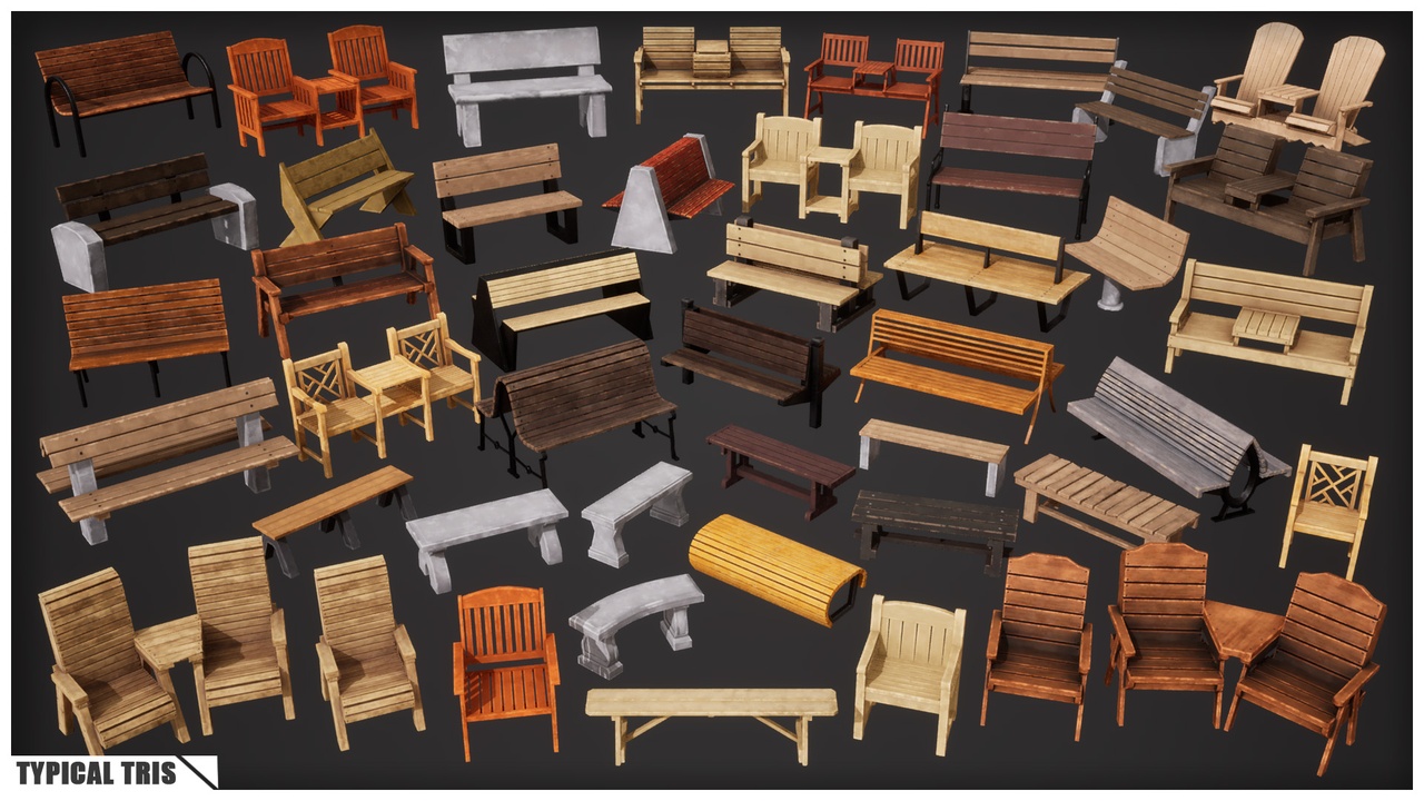 Media 1 for listing Stylized Benches Pack