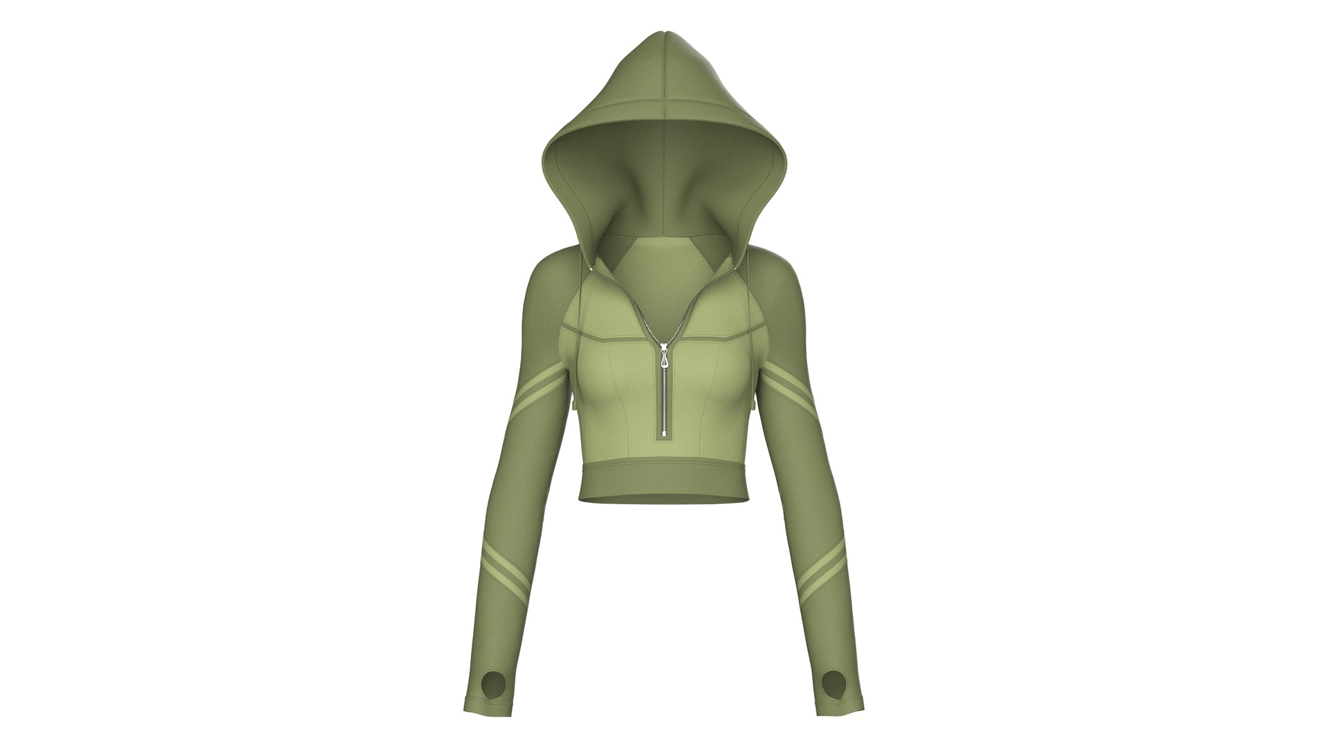 Media 1 for listing Girls Long Sleeve Tactical Half - Zip Crop Hoodie | High Poly