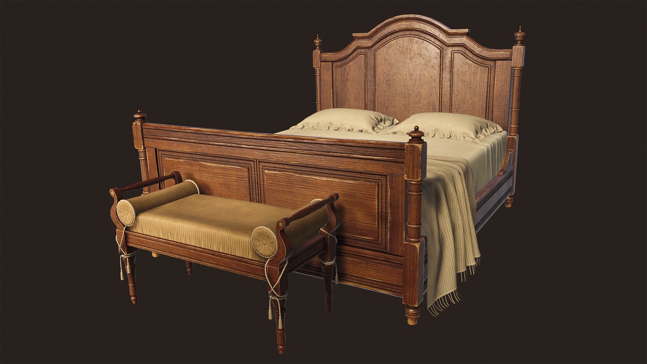 Media 1 for listing Vintage Bed with Pouf