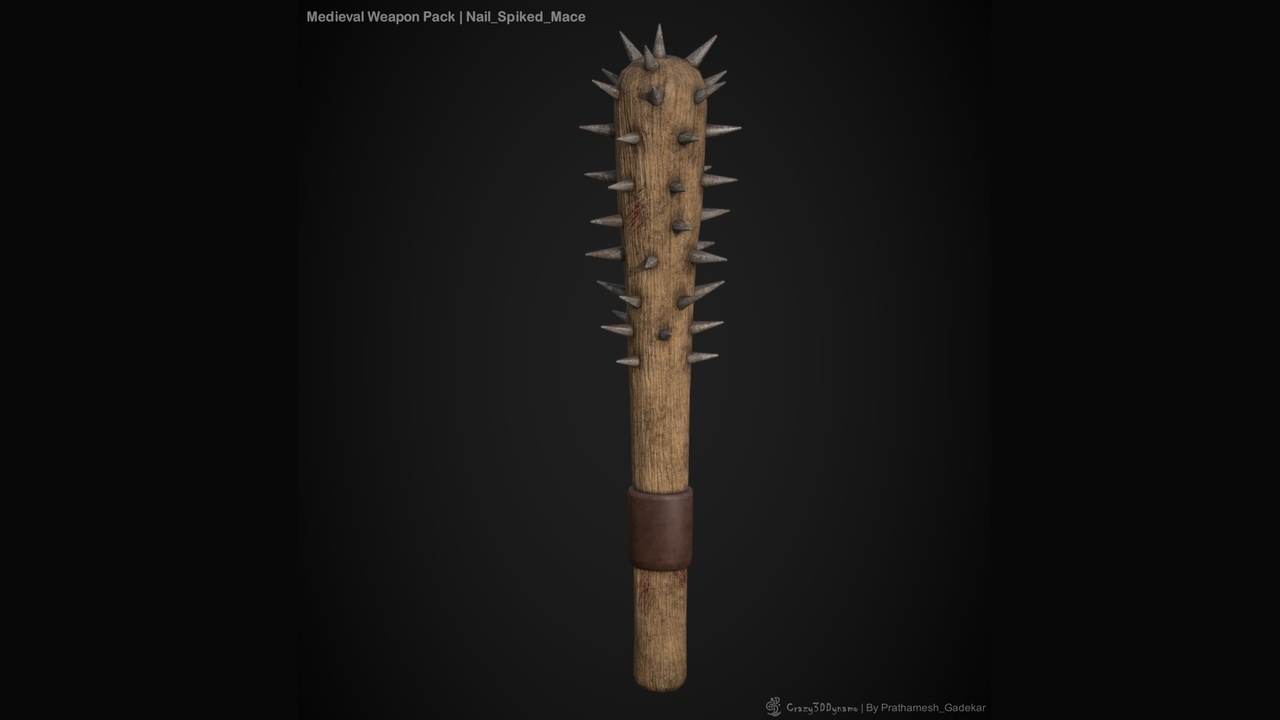 Media 1 for listing Stylized Nail-Spiked Mace Weapon