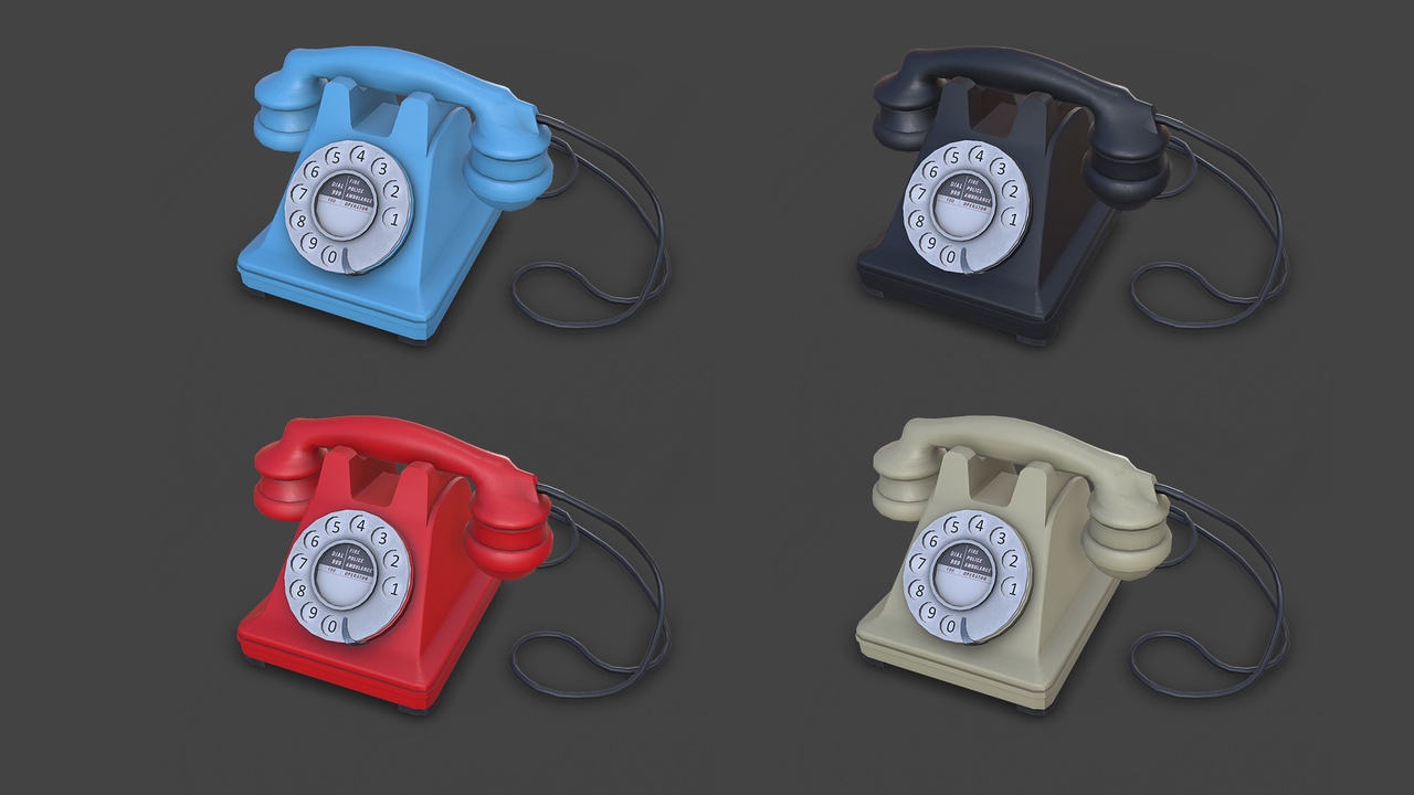 Media 1 for listing Old Retro Vintage Rotary Telephone Low-poly PBR