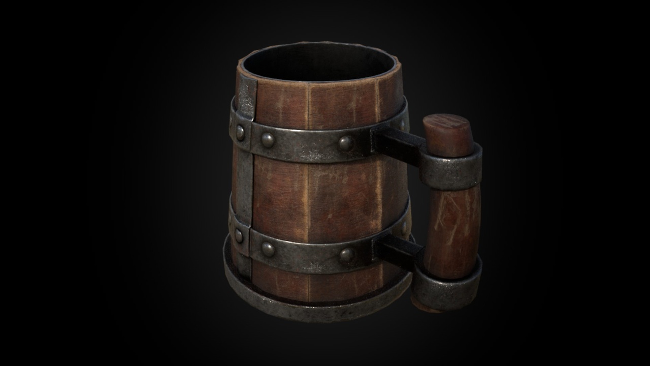 Media 1 for listing Medieval Wooden Beer Mug - Game Ready 3D Model Low-poly 3D model