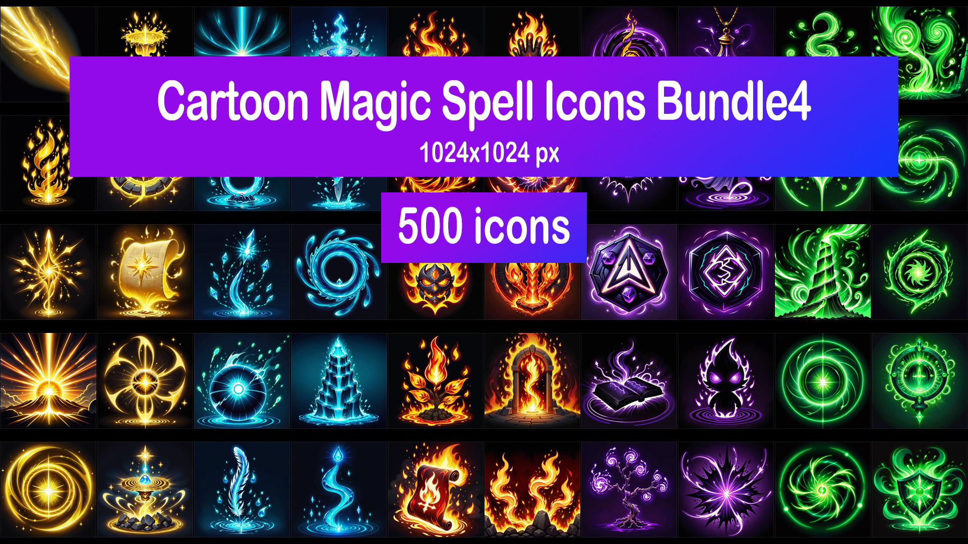 Cartoon Magic Spell Icons Bundle4 | Fab