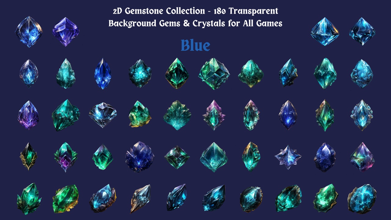 Media 1 for listing 2D Gemstone Collection - 180 Gems & Crystals for All Games