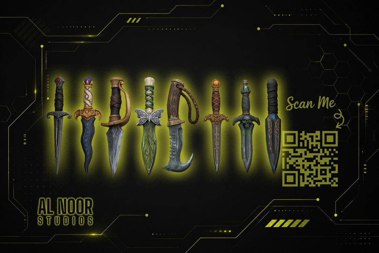 Media 1 for listing Fantasy Daggers & Assassin Blades Pack | Stylized RPG Weapon Collection