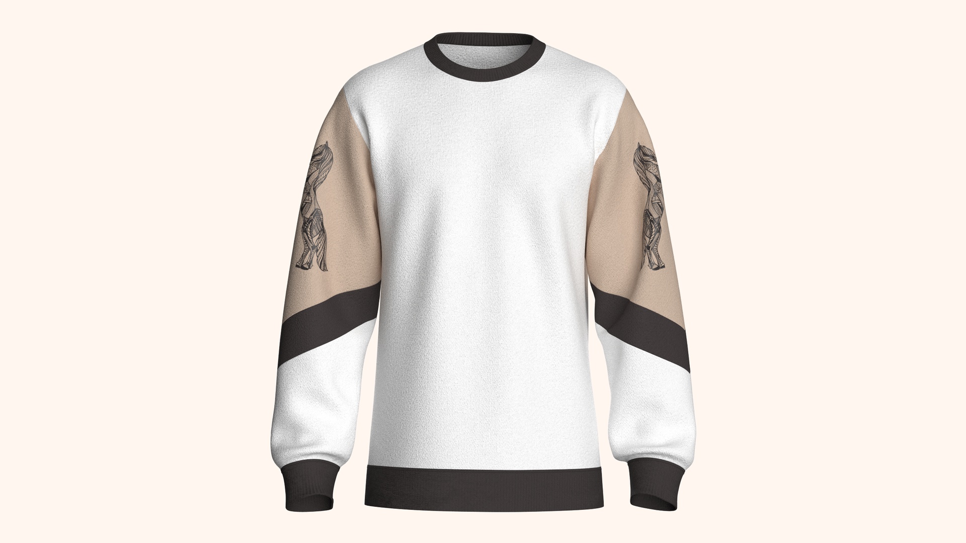 Media 1 for listing Men 3 Ton Printed Sleeve Sweatshirt | High Poly