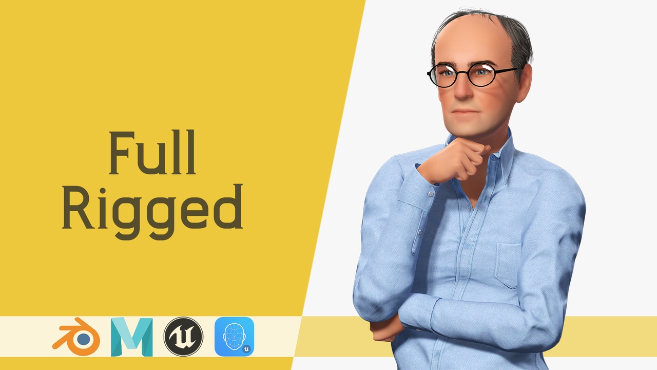 商品 Smart Thoughtful and Classic Style 3D Senior Male Character 的媒体 1