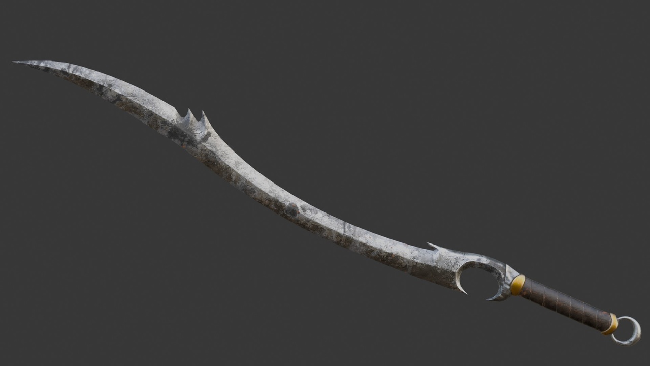 Media 1 for listing Stylized Fantasy Crescent Sword – Curved Dark Fantasy Blade | Game Ready Asset