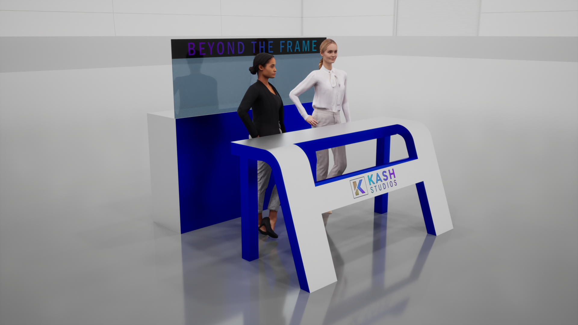 Rear Counter Reception Desk with Glass Divider & Rear Counter – Coffee & Storage ...