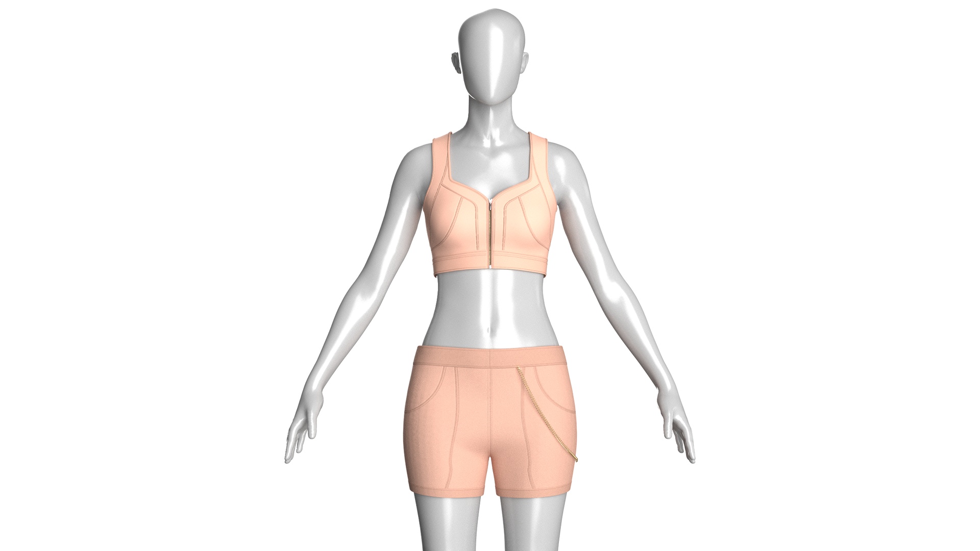 Media 1 for listing Girls Crop Top With Chain Shorts - Outfit | High Poly