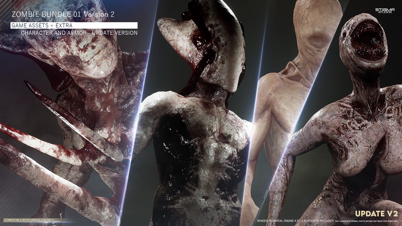 Media 1 for listing Zombie Bundle 01 - Game Assets + Extra  | STIGMA STUDIOS