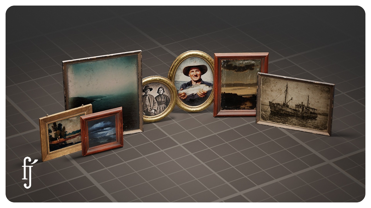 Media 1 for listing Vintage Picture Frames and Antique Fisherman Wall Art Photo Gallery