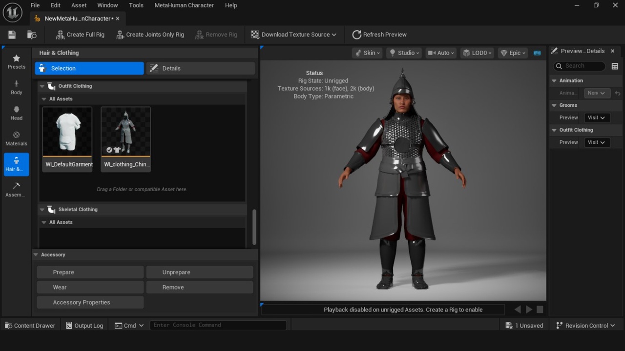 Media 1 for listing MetaHuman Chinese Warrior Outfit