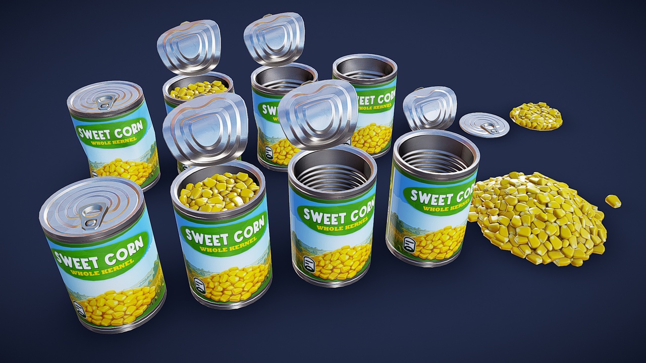 Media 1 for listing Stylized Canned Corn / Food Can - Game Ready
