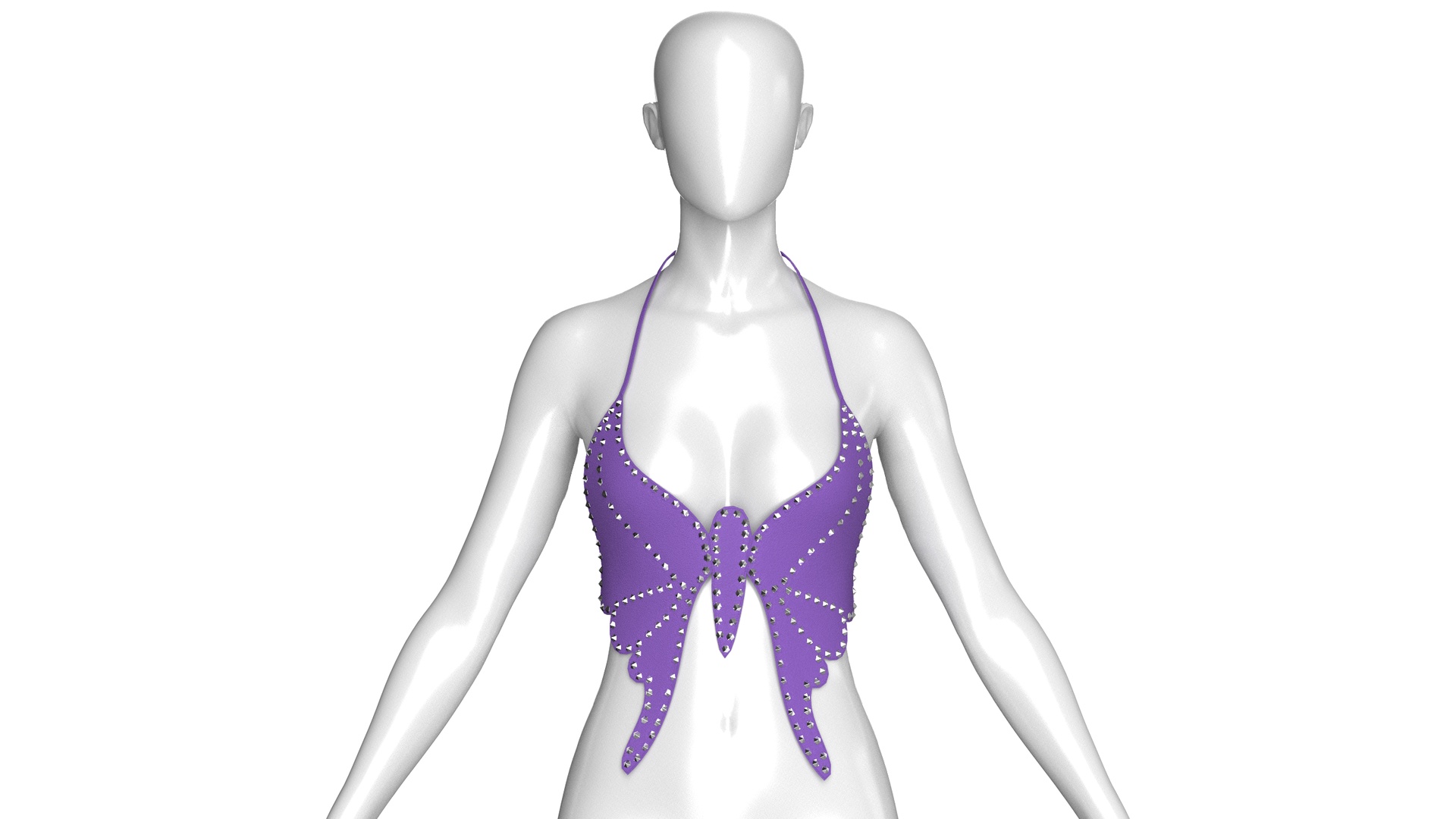 Media 1 for listing Girls Butterfly Halter Neck Top | High Poly