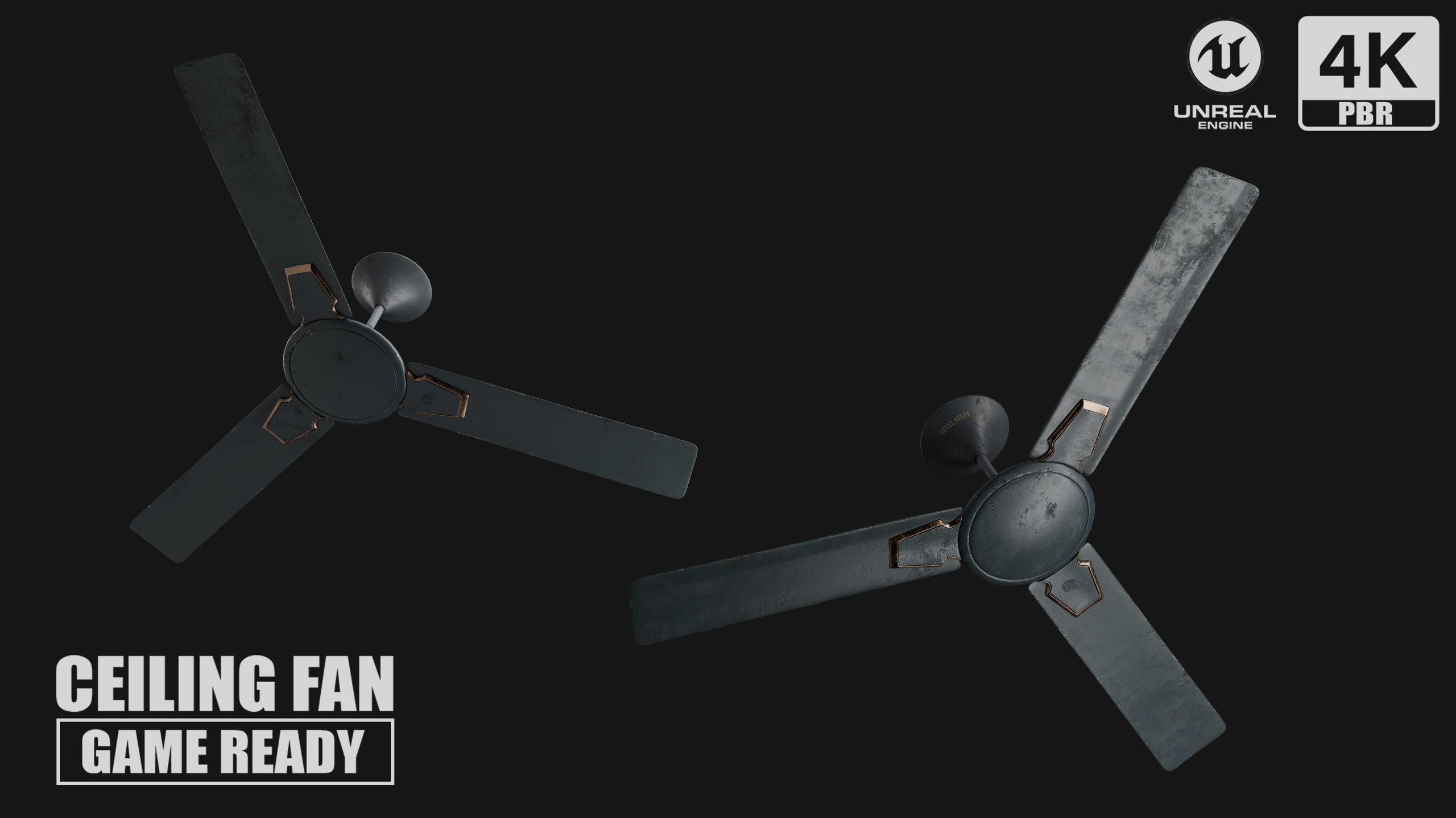 Media 1 for listing Urbanspin 3B Ceiling fan - Game Ready PBR Asset - 6 PBR Variations