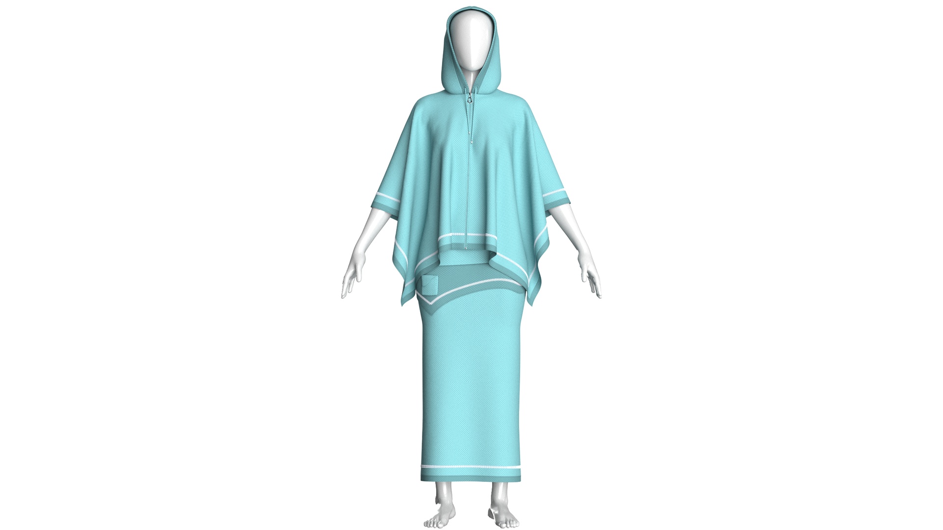 Media 1 for listing Girls Hooded Cape Top With Maxi Skirt - Outfit | High Poly