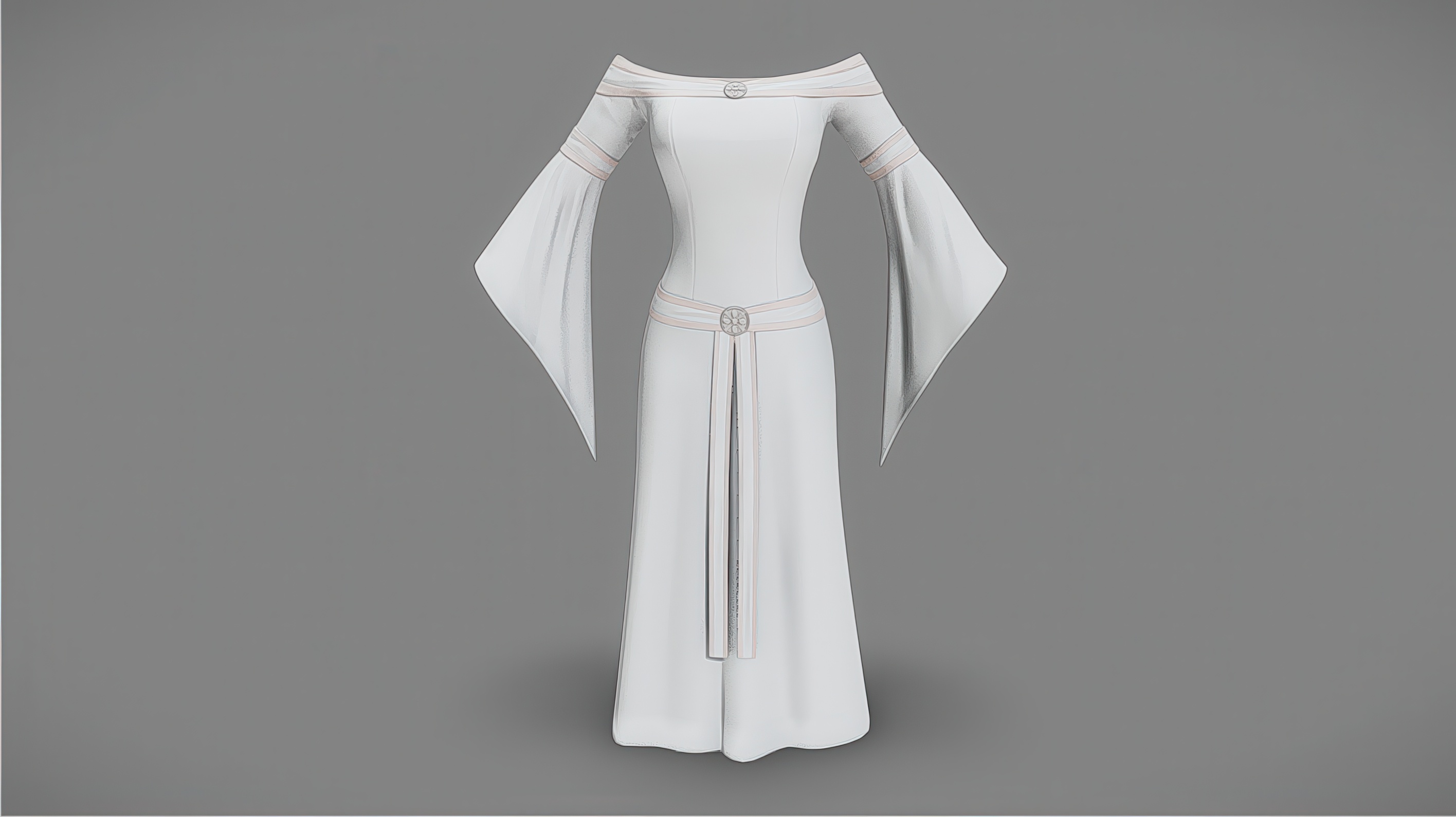 Female Off Shoulder Bell Sleeve Fantasy Medieval Elven Gown Dress Robe ...