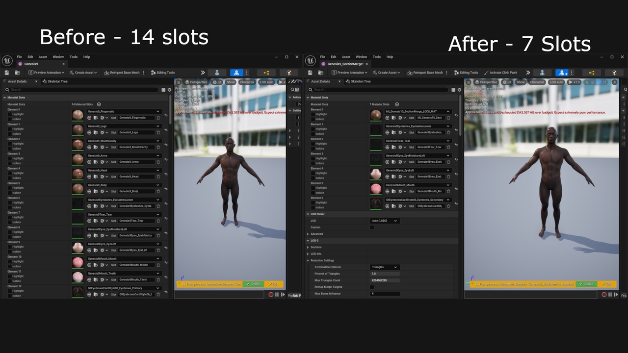 Media 1 for listing Magic Merge - Skeletal Mesh and Material Merger, Drawcall Reducer