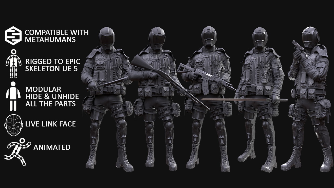出品Man - Military Outfit 5 - Modular - Rigged - Animatedのメディア1
