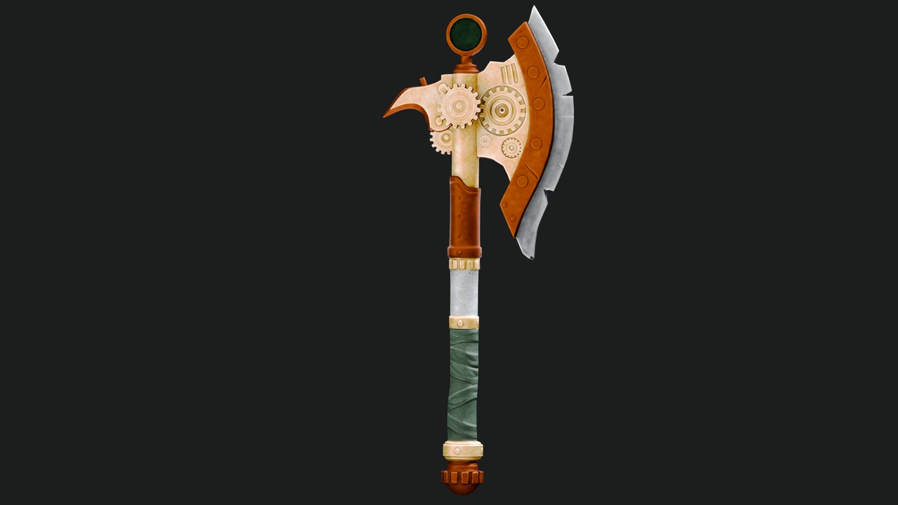 Media 1 for listing Stylized Steampunk Battle Axe PBR