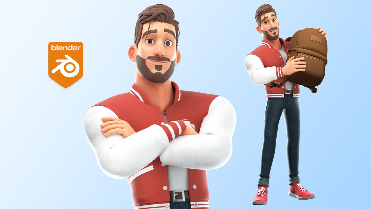 Media 1 for listing Cartoon University Student 3D character model