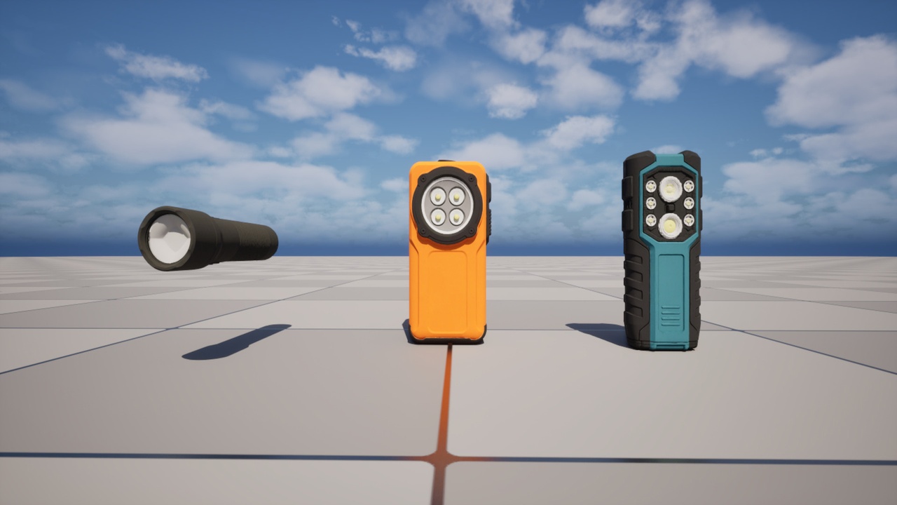 Media 1 for listing Flashlight Pack – 3 Modern Game-Ready Flashlights