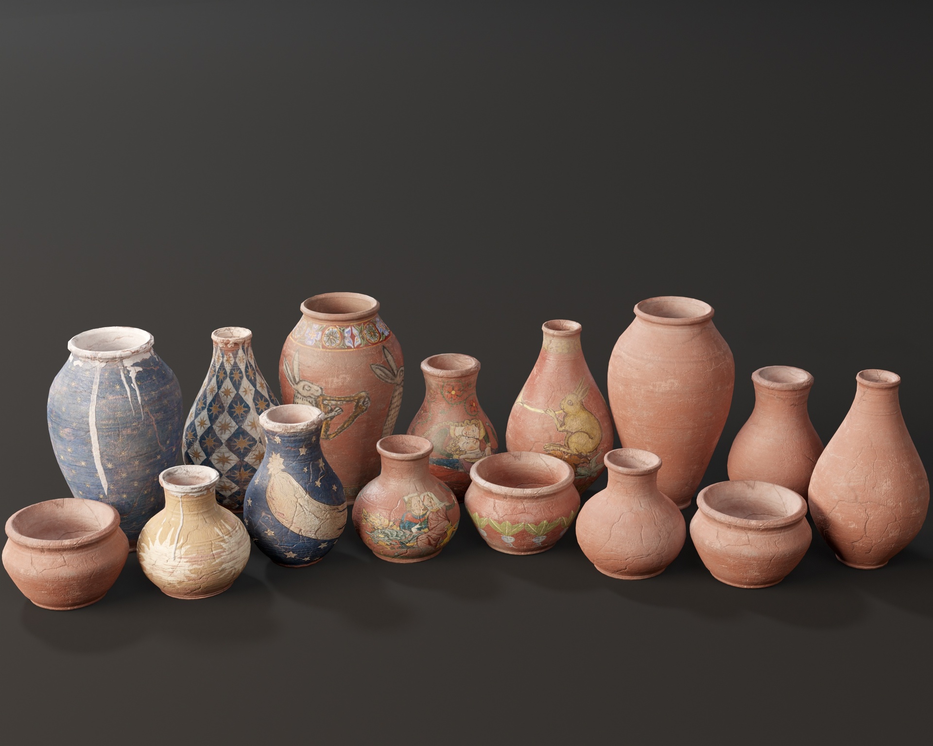 Media 1 for listing Medieval Painted Pots Set