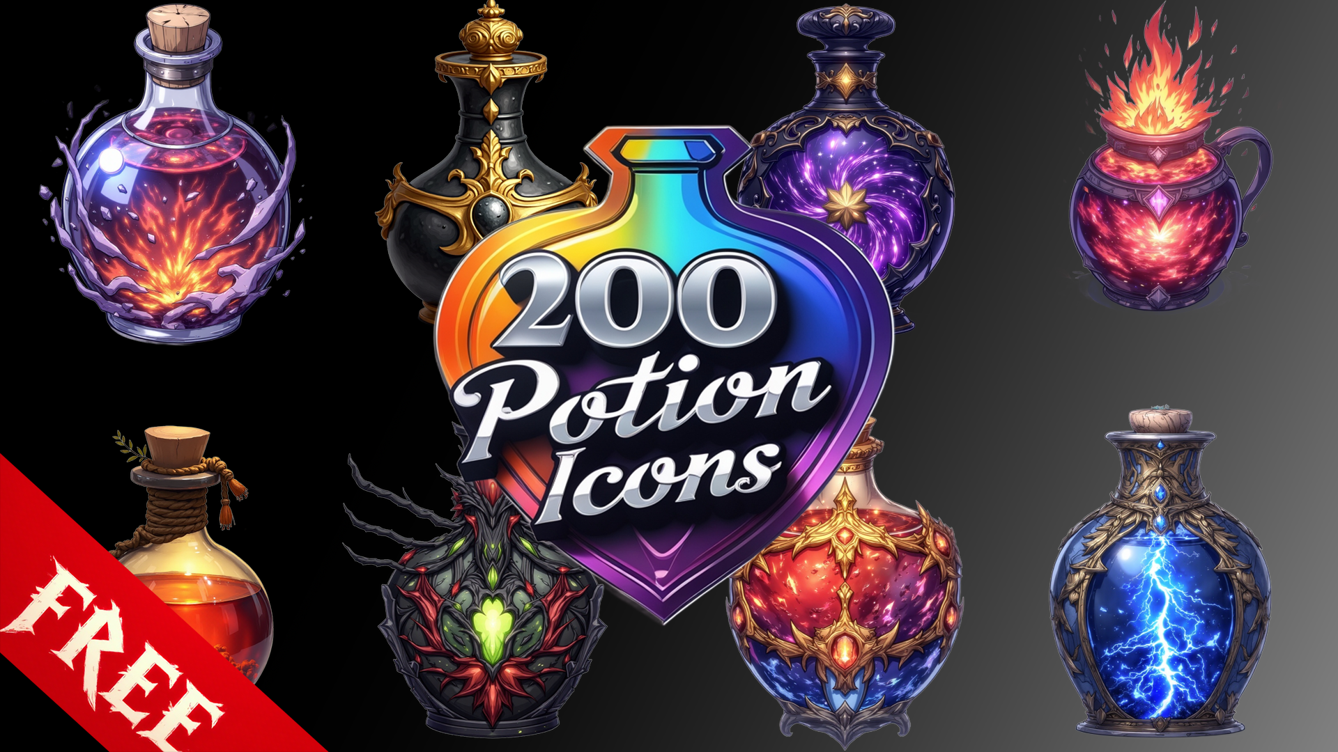 200 Potion RPG icons | Fab