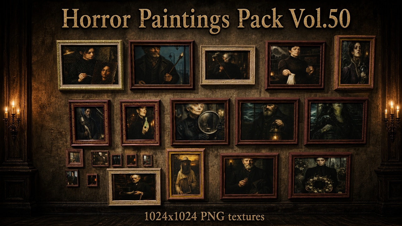 Media 1 for listing Horror Faces Paintings Pack Vol.50