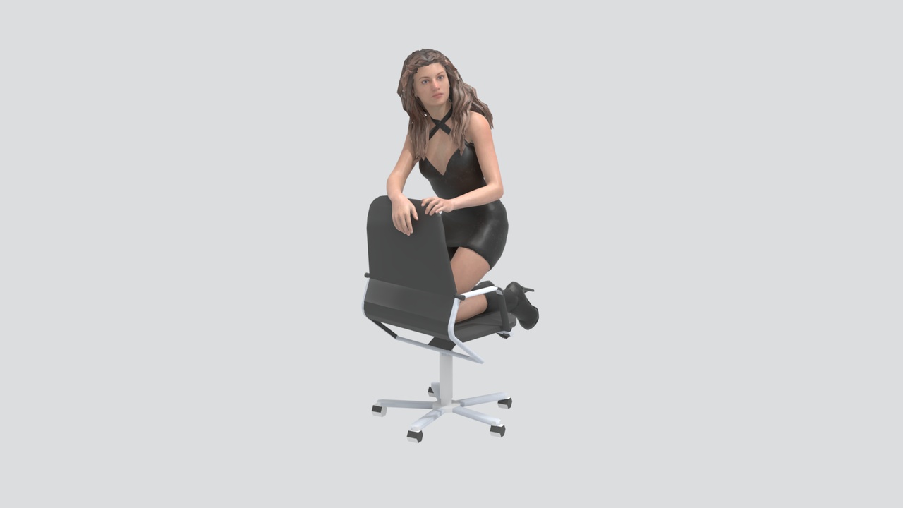 Media 1 for listing Office Woman in Black Skirt and White Blouse 3D Model