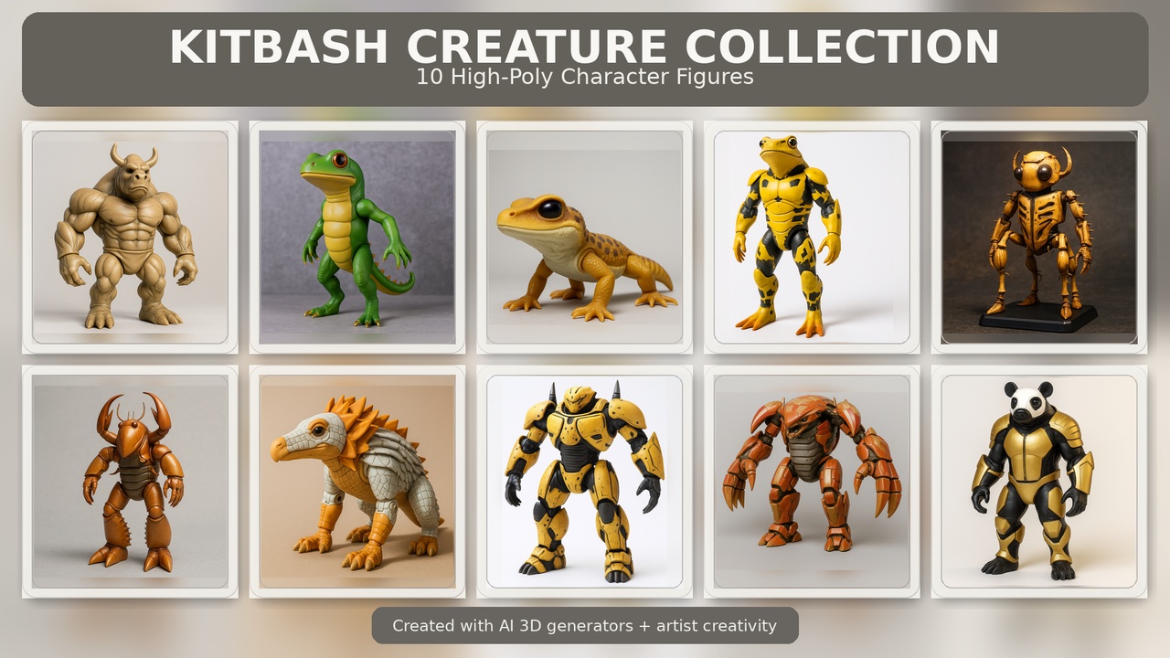 Kitbash Creature Collection – High-Poly Character Figure Pack | Fab