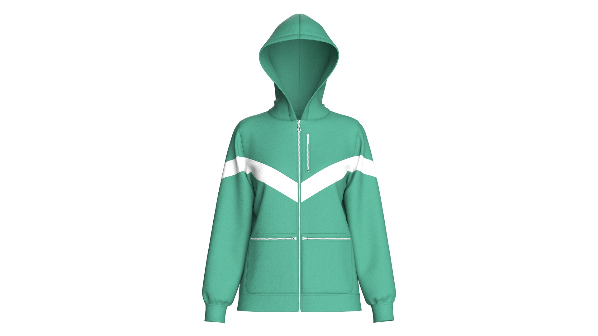 Media 1 for listing Girls Green Full - Zip Hoodie | High Poly