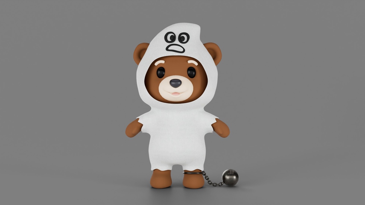 Media 1 for listing Cute Teddy Bear in Ghost Costume