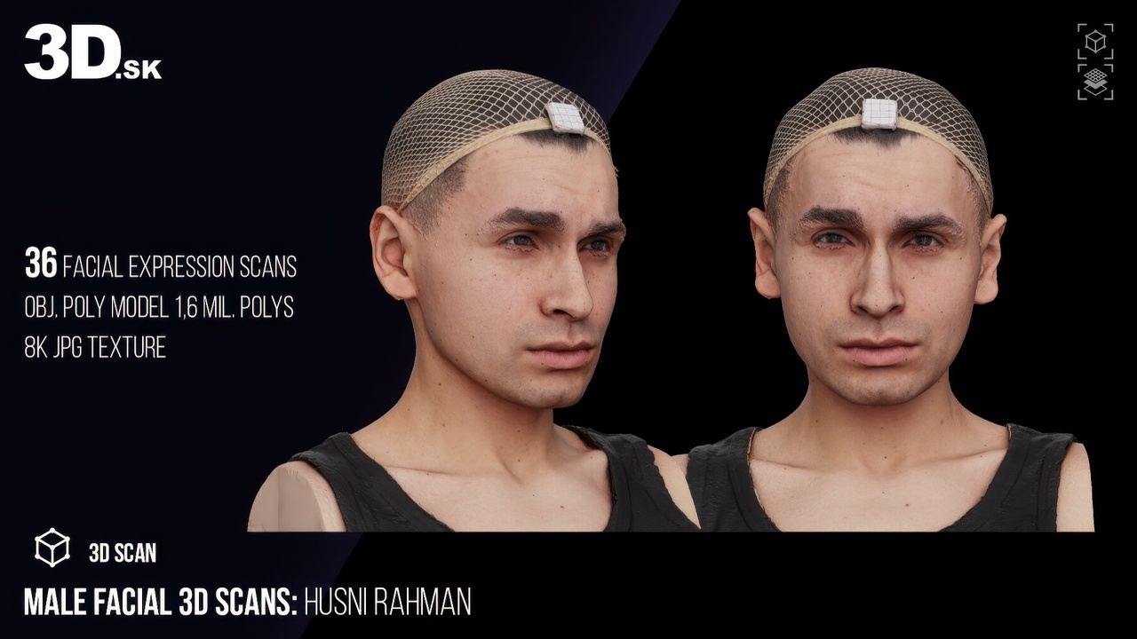 Media 1 for listing Male 3D Facial Scans – Husni Rahmani | 36 Expressions & Emotions