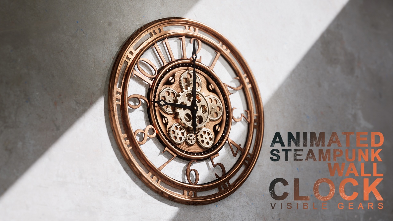 Media 1 for listing Steampunk Animated Wall Clock – Fully Functional Blueprint System
