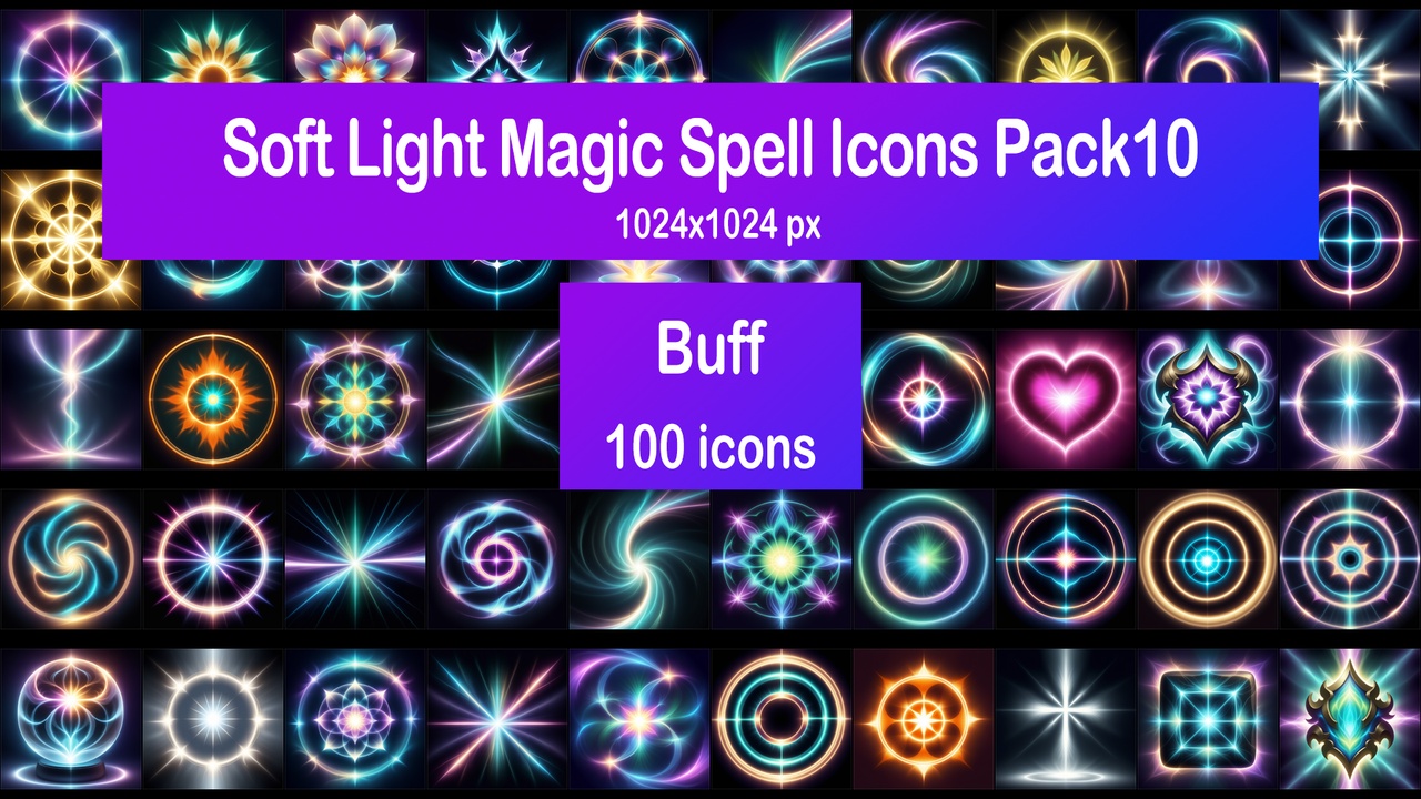 Media 1 for listing Soft Light Magic Spell Icons Pack10 - Buff