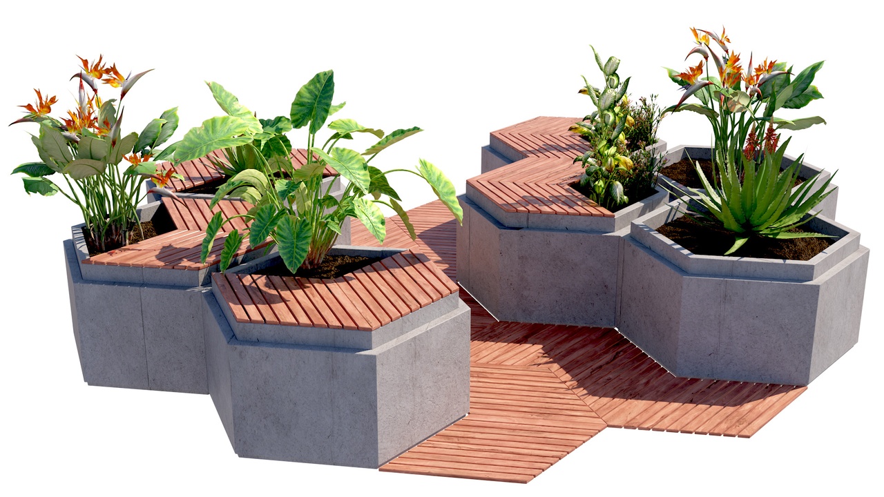 Hexagonal Modular Rafts Modular Urban Hexagon Green Space 3D Model | Fab