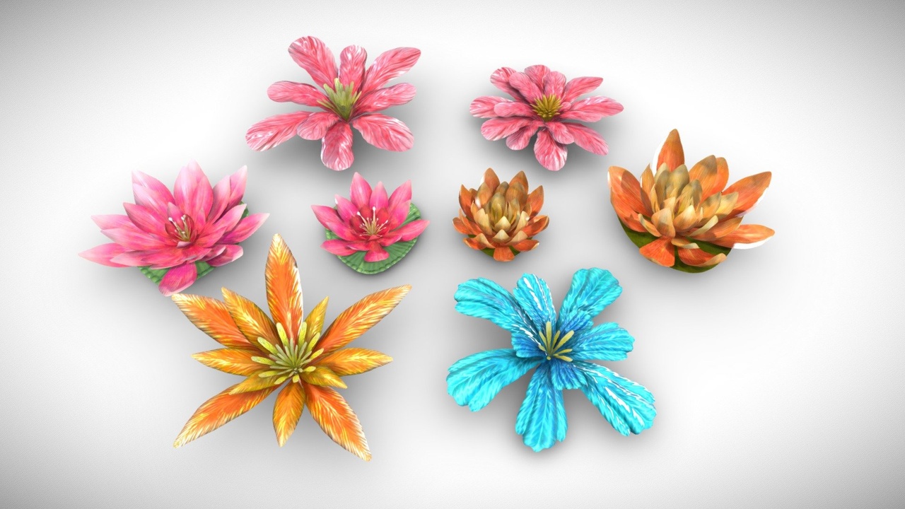 Medios 1 para el artículo Alien Fantasy Flowers - Lotus and Petals - 4k