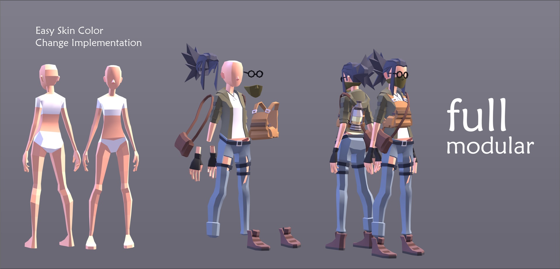 Media 1 for listing Aisha | LOWPOLY MODULAR CHARACTER