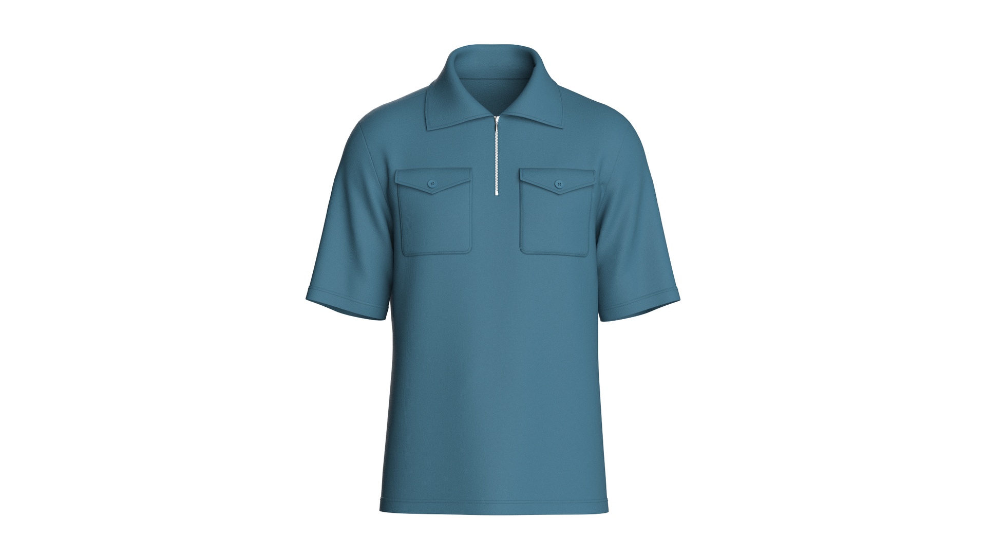 Media 1 for listing Men Quarter - Zip Polo Shirt With Pockets | High Poly